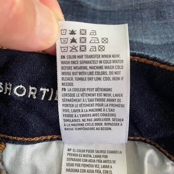 American Eagle Hi-Rise Shortie Jean Cutoff Shorts Women's Size 00 Stretch Denim - Picture 7 of 8